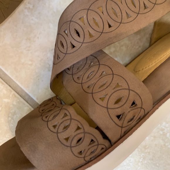 🔥 BUSSOLA LEATHER zip back brown sandals women’s size 37 7 -  7.5 - Picture 11 of 15